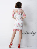 Andy/AN-OK2031/ワンピース/ミニドレス/チュール/花柄/刺繍/リボンブローチ