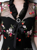 Andy/AN-OK2031/ワンピース/ミニドレス/チュール/花柄/刺繍/リボンブローチ