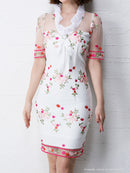 Andy/AN-OK2031/ワンピース/ミニドレス/チュール/花柄/刺繍/リボンブローチ