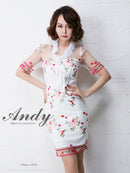 Andy/AN-OK2031/ワンピース/ミニドレス/チュール/花柄/刺繍/リボンブローチ