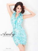 Andy/AN-OK2130/ワンピース/ミニドレス/キャバドレス/フリル/リボンタイ/ノースリーブ/Vネック/タイト