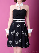 Andy/AN-OK2168/ワンピース/キャバドレス/カフス/ベルト付き/キャバドレス/花柄スカート/ツートンカラー/フレア/切替ワンピース/SALE/セール