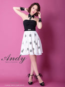 Andy/AN-OK2168/ワンピース/キャバドレス/カフス/ベルト付き/キャバドレス/花柄スカート/ツートンカラー/フレア/切替ワンピース/SALE/セール