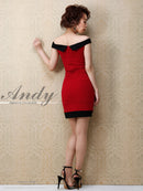 Andy/AN-OK2208/ワンピース/ミニドレス/オフショルダー/ビジュー/バイカラー