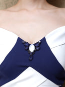 Andy/AN-OK2208/ワンピース/ミニドレス/オフショルダー/ビジュー/バイカラー