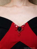 Andy/AN-OK2208/ワンピース/ミニドレス/オフショルダー/ビジュー/バイカラー