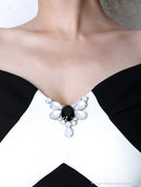 Andy/AN-OK2208/ワンピース/ミニドレス/オフショルダー/ビジュー/バイカラー