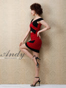Andy/AN-OK2208/ワンピース/ミニドレス/オフショルダー/ビジュー/バイカラー