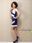 Andy/AN-OK2208/ワンピース/ミニドレス/オフショルダー/ビジュー/バイカラー