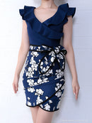 Andy/AN-OK2237/キャバドレス/ワンピース/タイトドレス/プリントスカート/切替ワンピース