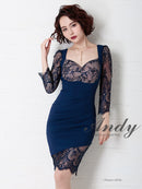 Andy/AN-OK2266/ワンピース/ミニドレス/キャバドレス/レース/リボン/袖あり/アシンメトリー/タイト