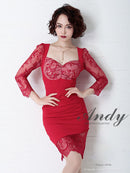 Andy/AN-OK2266/ワンピース/ミニドレス/キャバドレス/レース/リボン/袖あり/アシンメトリー/タイト