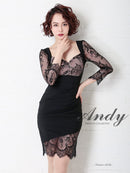 Andy/AN-OK2266/ワンピース/ミニドレス/キャバドレス/レース/リボン/袖あり/アシンメトリー/タイト