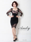 Andy/AN-OK2266/ワンピース/ミニドレス/キャバドレス/レース/リボン/袖あり/アシンメトリー/タイト