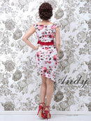 Andy/AN-OK2282/ワンピース/キャバドレス/ミニドレス/フラワープリント/ウエストリボン