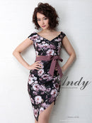 Andy/AN-OK2282/ワンピース/キャバドレス/ミニドレス/フラワープリント/ウエストリボン