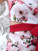 Andy/AN-OK2282/ワンピース/キャバドレス/ミニドレス/フラワープリント/ウエストリボン