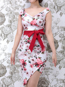 Andy/AN-OK2282/ワンピース/キャバドレス/ミニドレス/フラワープリント/ウエストリボン