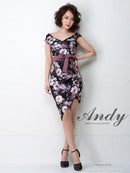 Andy/AN-OK2282/ワンピース/キャバドレス/ミニドレス/フラワープリント/ウエストリボン