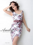Andy/AN-OK2282/ワンピース/キャバドレス/ミニドレス/フラワープリント/ウエストリボン