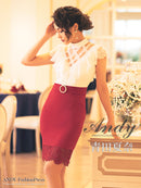 Andy/AN-OK2294/ワンピース/キャバドレス/レース/ベルト風/セットアップ風/切替ワンピース