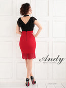 Andy/AN-OK2294/ワンピース/キャバドレス/レース/ベルト風/セットアップ風/切替ワンピース