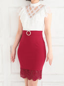 Andy/AN-OK2294/ワンピース/キャバドレス/レース/ベルト風/セットアップ風/切替ワンピース