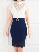 Andy/AN-OK2294/ワンピース/キャバドレス/レース/ベルト風/セットアップ風/切替ワンピース