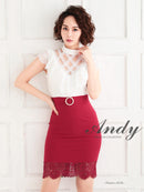 Andy/AN-OK2294/ワンピース/キャバドレス/レース/ベルト風/セットアップ風/切替ワンピース