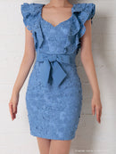 Andy/AN-OK2299/ワンピース/ミニドレス/総レース/フリル/ウエストリボン/ワンカラー