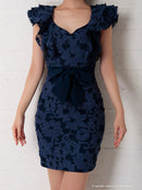 Andy/AN-OK2299/ワンピース/ミニドレス/総レース/フリル/ウエストリボン/ワンカラー