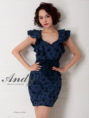 Andy/AN-OK2299/ワンピース/ミニドレス/総レース/フリル/ウエストリボン/ワンカラー