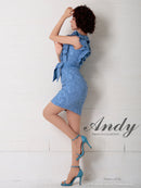 Andy/AN-OK2299/ワンピース/ミニドレス/総レース/フリル/ウエストリボン/ワンカラー