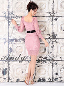 Andy/AN-OK2322/ワンピース/ミニドレス/総レース/ウエストリボン/袖あり