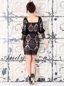 Andy/AN-OK2322/ワンピース/ミニドレス/総レース/ウエストリボン/袖あり