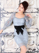 Andy/AN-OK2322/ワンピース/ミニドレス/総レース/ウエストリボン/袖あり