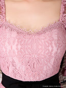 Andy/AN-OK2322/ワンピース/ミニドレス/総レース/ウエストリボン/袖あり