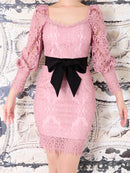 Andy/AN-OK2322/ワンピース/ミニドレス/総レース/ウエストリボン/袖あり