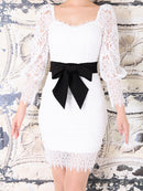 Andy/AN-OK2322/ワンピース/ミニドレス/総レース/ウエストリボン/袖あり