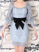 Andy/AN-OK2322/ワンピース/ミニドレス/総レース/ウエストリボン/袖あり