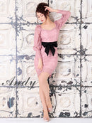 Andy/AN-OK2322/ワンピース/ミニドレス/総レース/ウエストリボン/袖あり