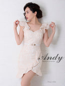 Andy/AN-OK2341/ワンピース/ミニドレス/キャバドレス/総レース/Vネック/フリル/ベルト付き