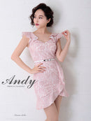 Andy/AN-OK2341/ワンピース/ミニドレス/キャバドレス/総レース/Vネック/フリル/ベルト付き