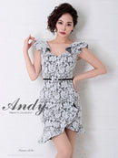 Andy/AN-OK2341/ワンピース/ミニドレス/キャバドレス/総レース/Vネック/フリル/ベルト付き