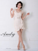 Andy/AN-OK2341/ワンピース/ミニドレス/キャバドレス/総レース/Vネック/フリル/ベルト付き