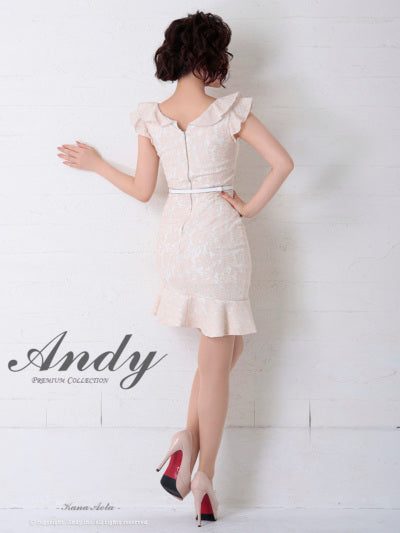 Andy/AN-OK2341/ワンピース/ミニドレス/キャバドレス/総レース/Vネック/フリル/ベルト付き