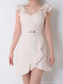 Andy/AN-OK2341/ワンピース/ミニドレス/キャバドレス/総レース/Vネック/フリル/ベルト付き