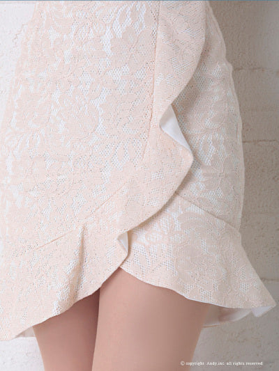 Andy/AN-OK2341/ワンピース/ミニドレス/キャバドレス/総レース/Vネック/フリル/ベルト付き