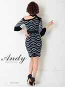 AN-OK2443/ANDY/ワンピース/ワンショルダー/タイト/キャバドレス/ミニ/タイト/ウエストリボン/袖あり