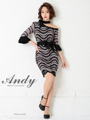 AN-OK2443/ANDY/ワンピース/ワンショルダー/タイト/キャバドレス/ミニ/タイト/ウエストリボン/袖あり